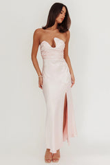 Blaise Asymmetric Neckline Maxi Dress Pink