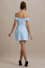 Lavender | Powder Blue Sweetheart Mini Dress With Bow Detail