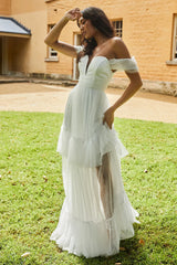 Pixi Off Shoulder Maxi Dress White