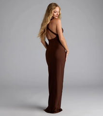 Jenn V-Neck Strappy Back Slit Long Formal Dress