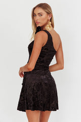 Midnight Aura One Shoulder Mini Dress Black