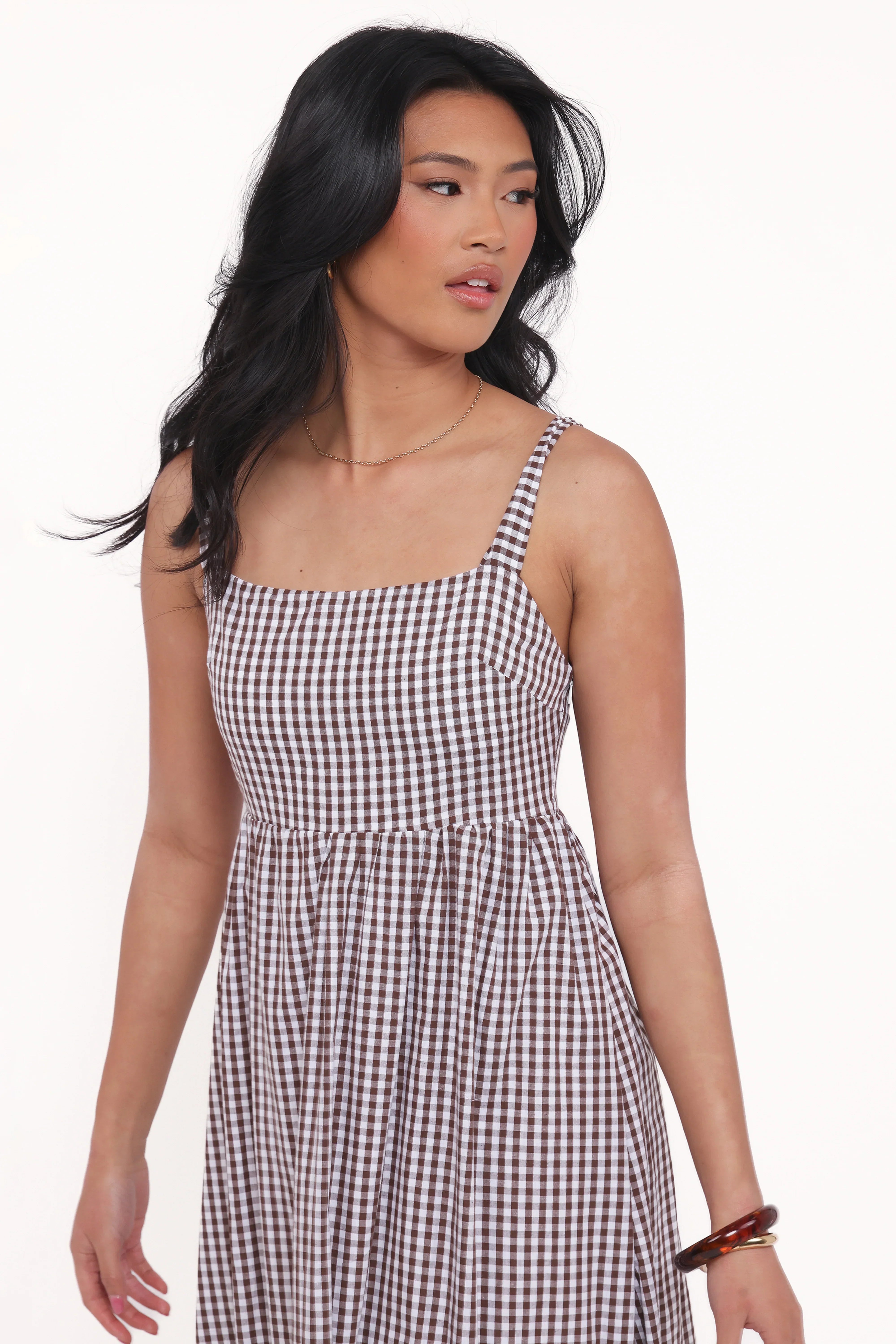 Reid Maxi Dress - Brown Gingham