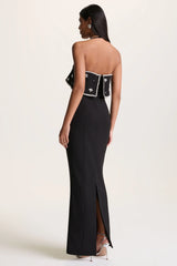Illiana | Black Bandeau Hand-Embellished Maxi Dress