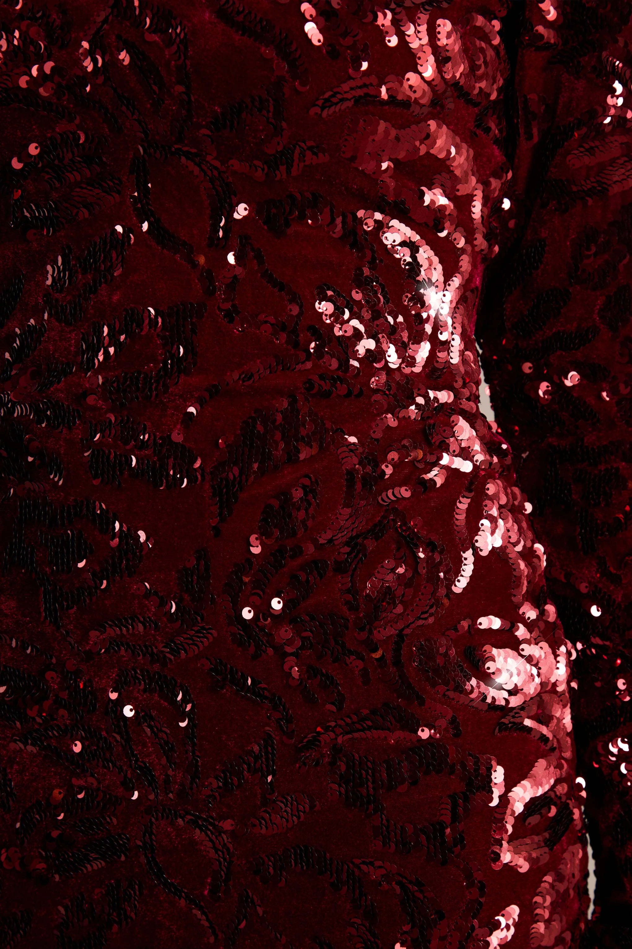 Ritz | Burgundy Sequin Plunge-Neck Mini Dress With Long Sleeves
