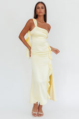 Carmel One-Shoulder Split Maxi Dress Butter