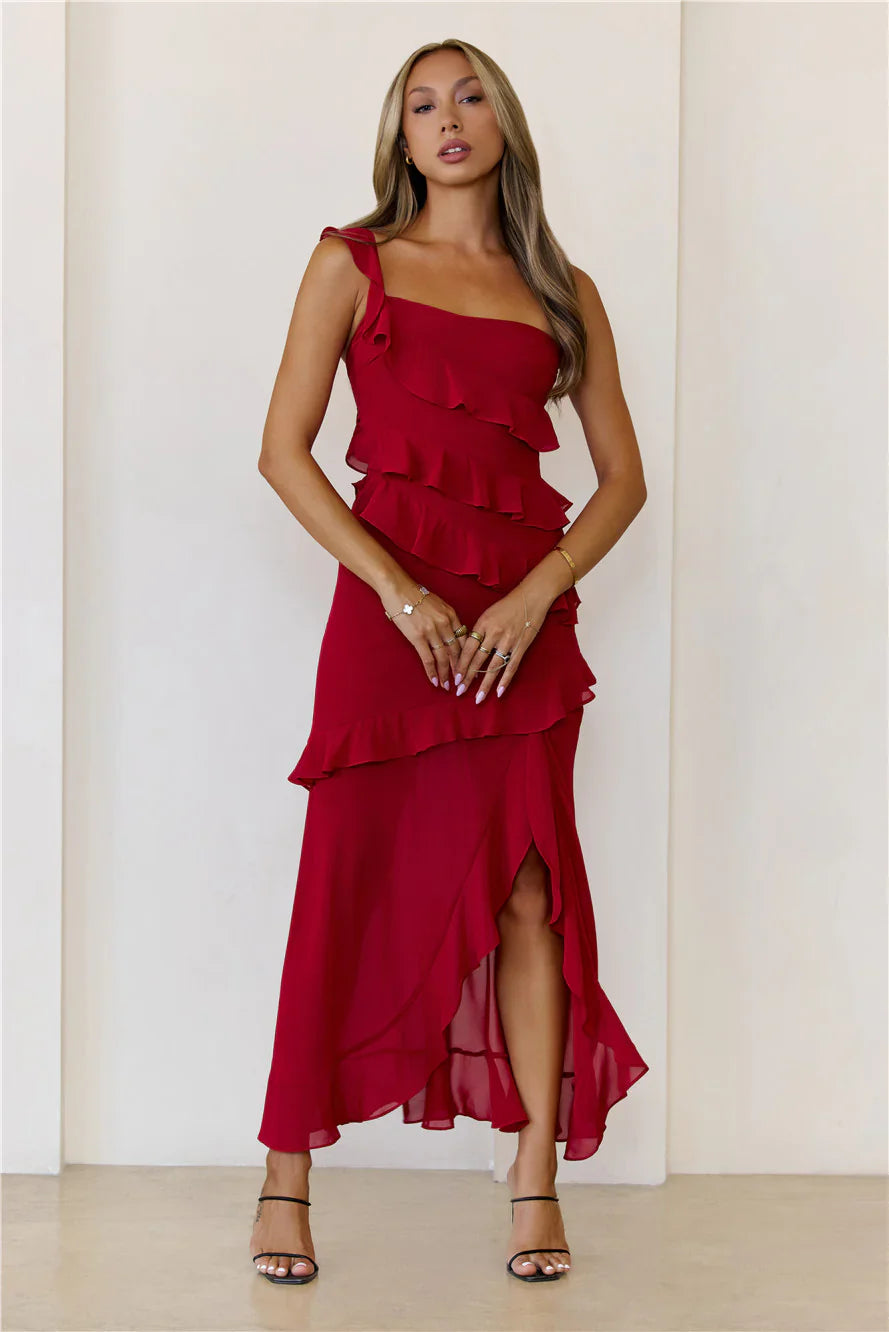 Out Late Look Great One Shoulder Maxi Dress