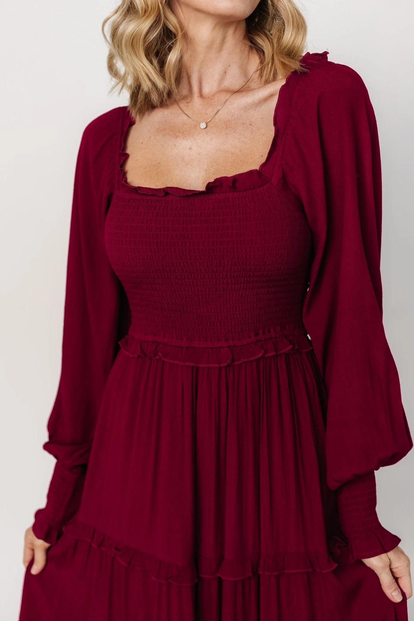 Lana Smocked Maxi Dress | Merlot