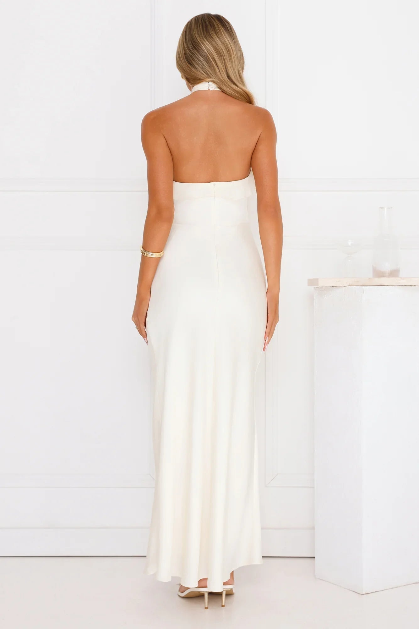 Luxora Lady Halter Satin Maxi Dress
