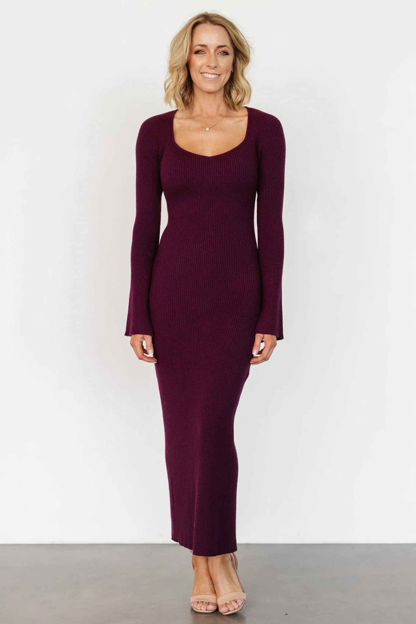 Marika Ribbed Dress | Wine