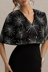 Agnella | Black Embellished V-Neck Maxi Dress