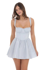 Corset Fit and Flare Dress in Baby Blue