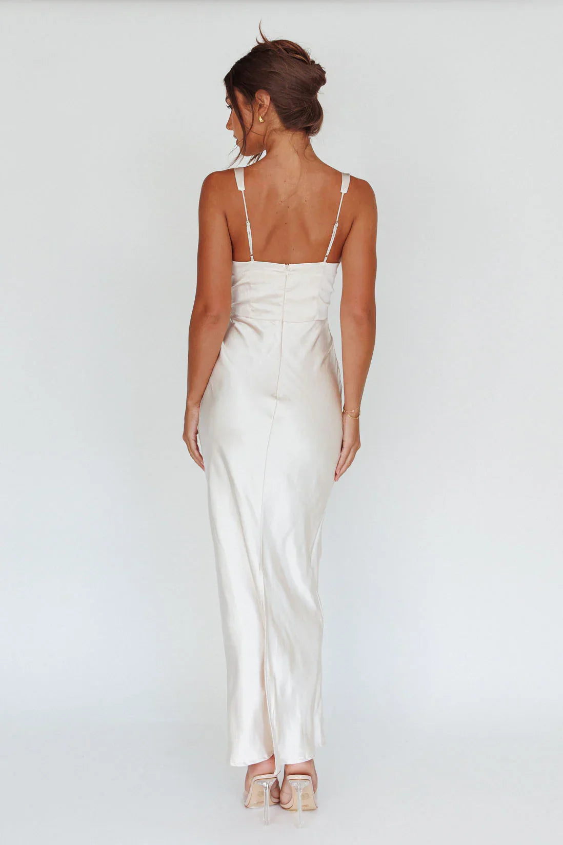Blushing Beauty Horsebit Accent Maxi Dress Champagne