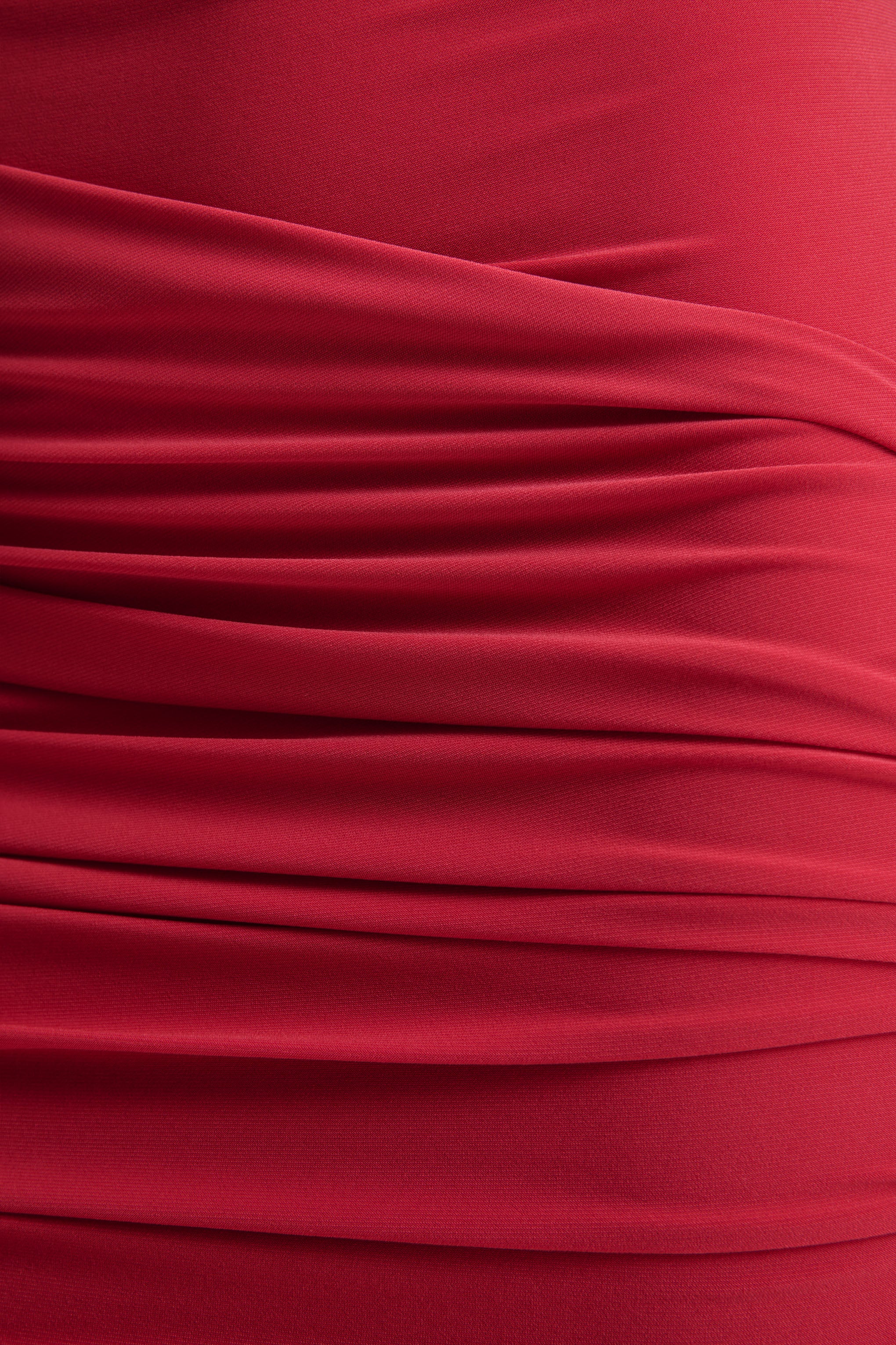 Aubrey | Red High-Neck Wrapped Mini Dress With Sash