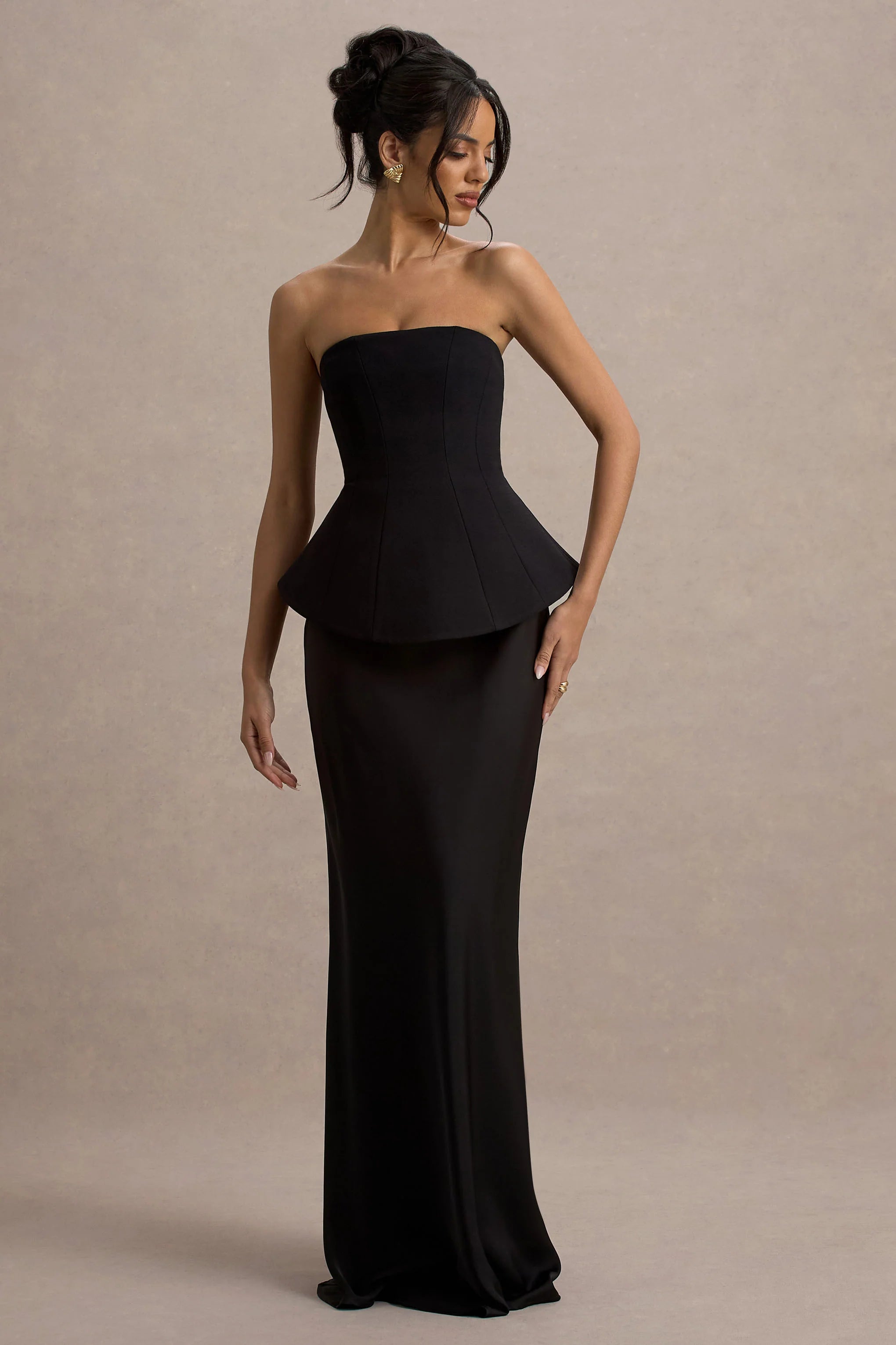 Ohio | Black Strapless Corset Maxi Dress