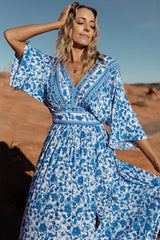 Watson Kimono Maxi Dress | Blue + White