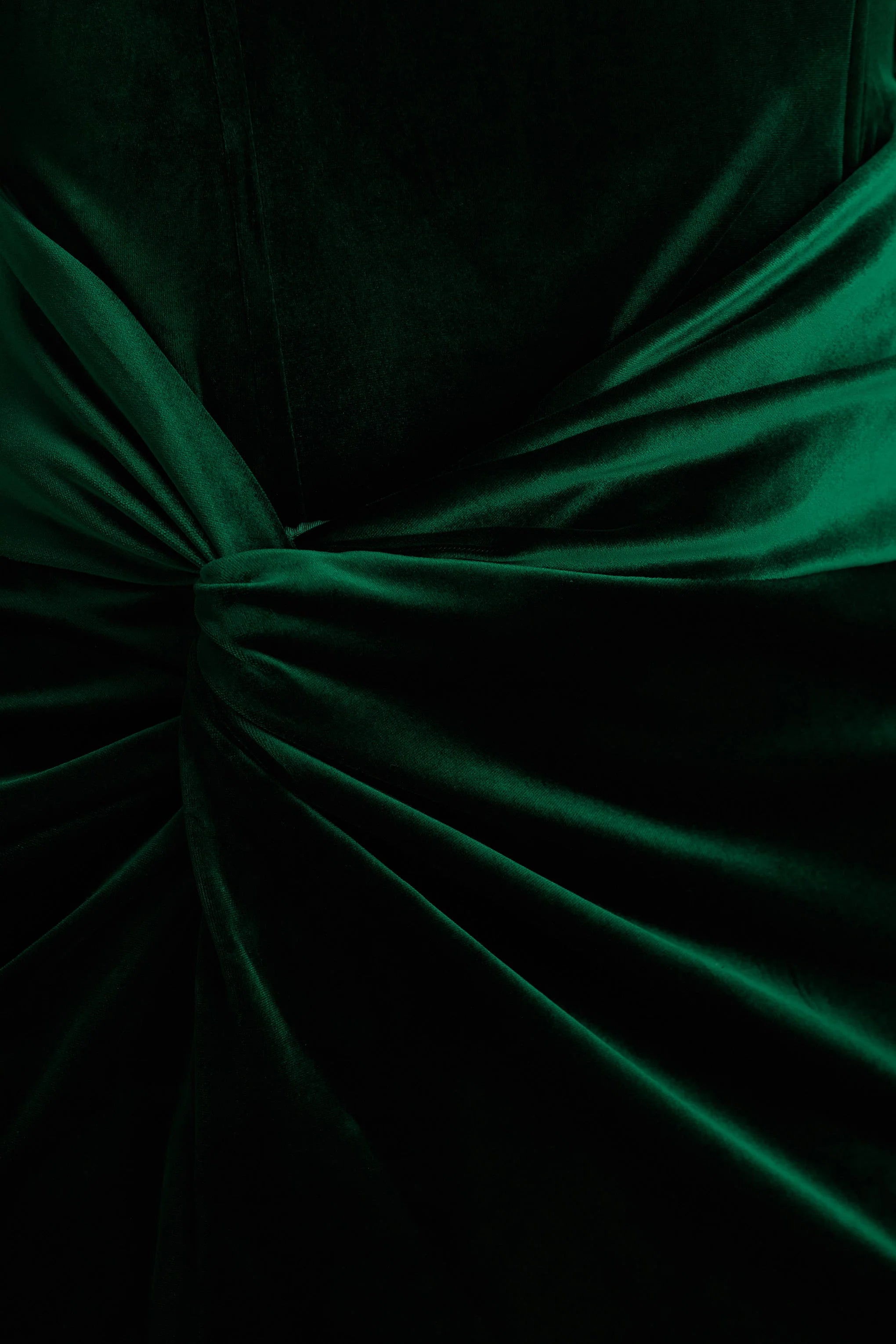 Fay | Bottle Green Velvet Corset Style Knot Maxi Dress