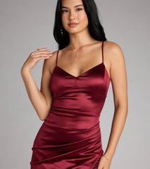 Tori Lace-Up Satin Midi Formal Dress