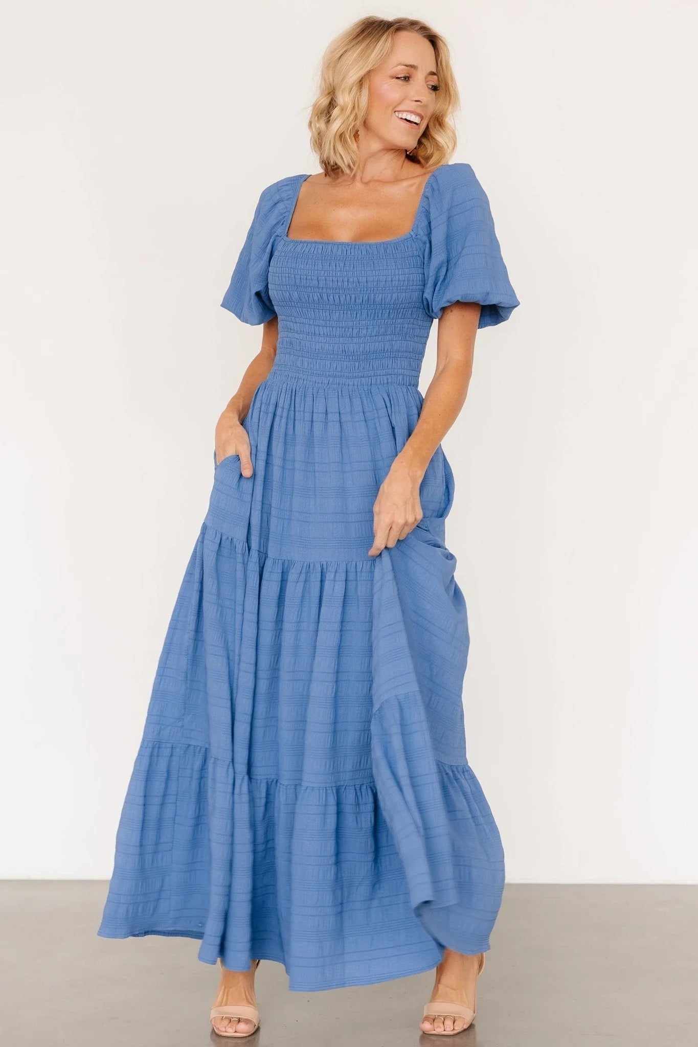 Amaya Smocked Dress | Blue
