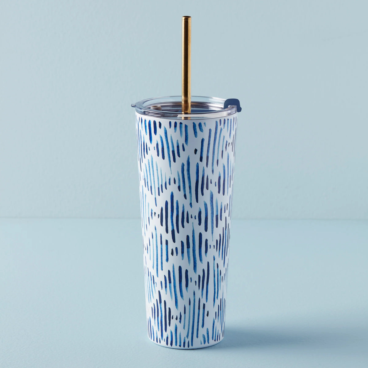 Blue Bay Ikat Stainless Steel Tumbler With Straw