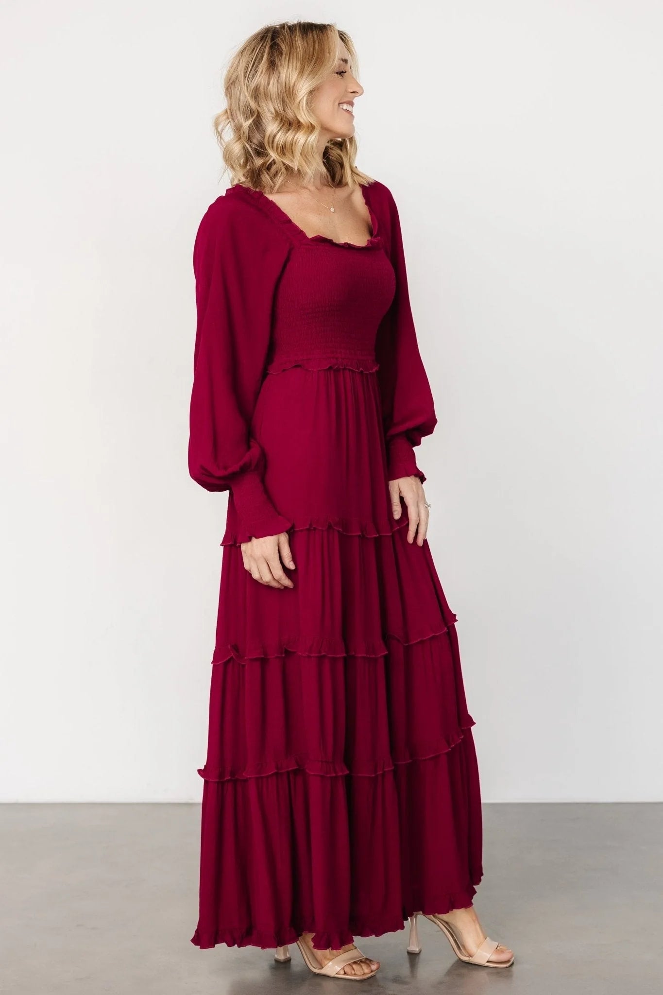 Lana Smocked Maxi Dress | Merlot