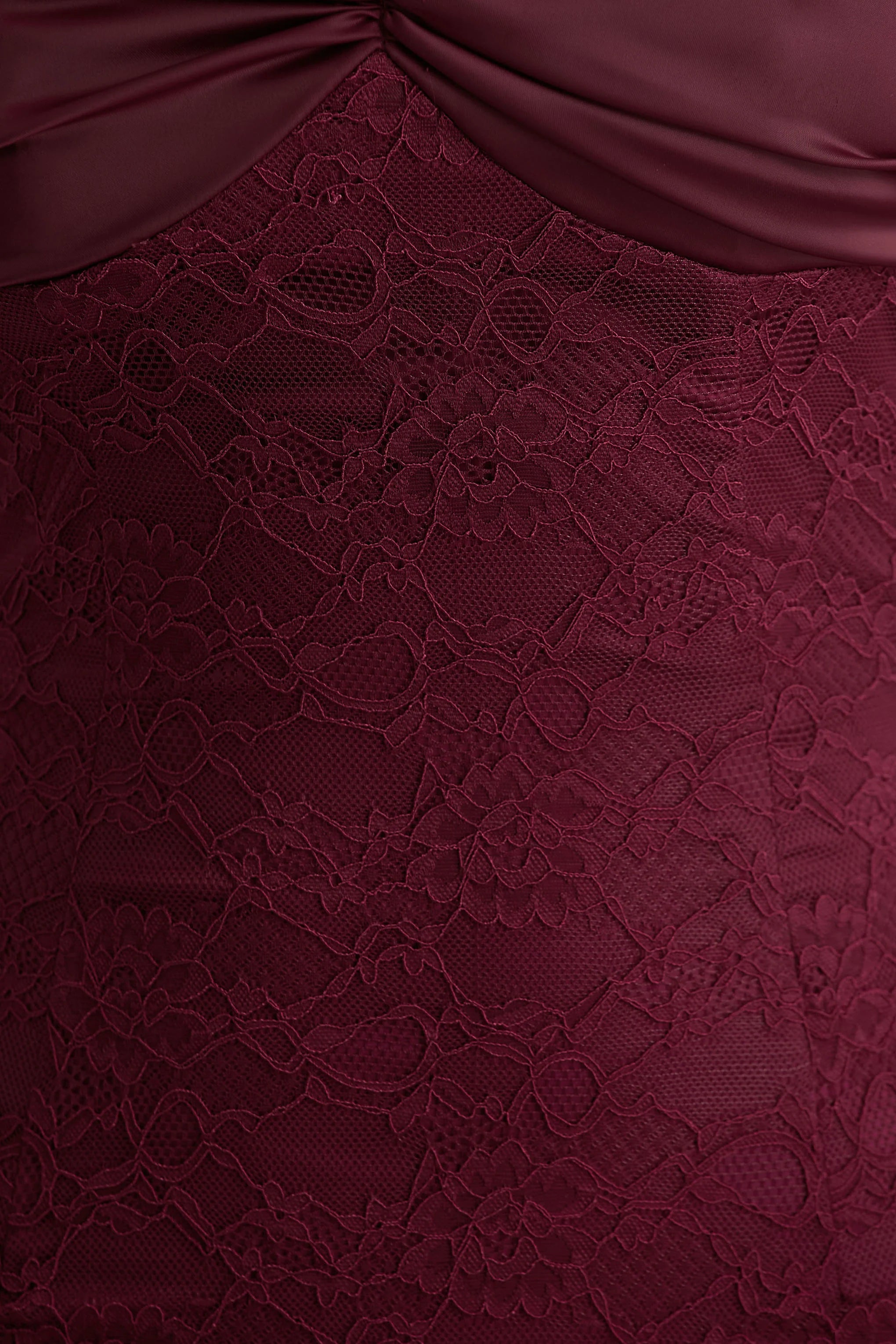 Juana | Burgundy Lace And Satin Sweetheart-Neck Satin Maxi Dress