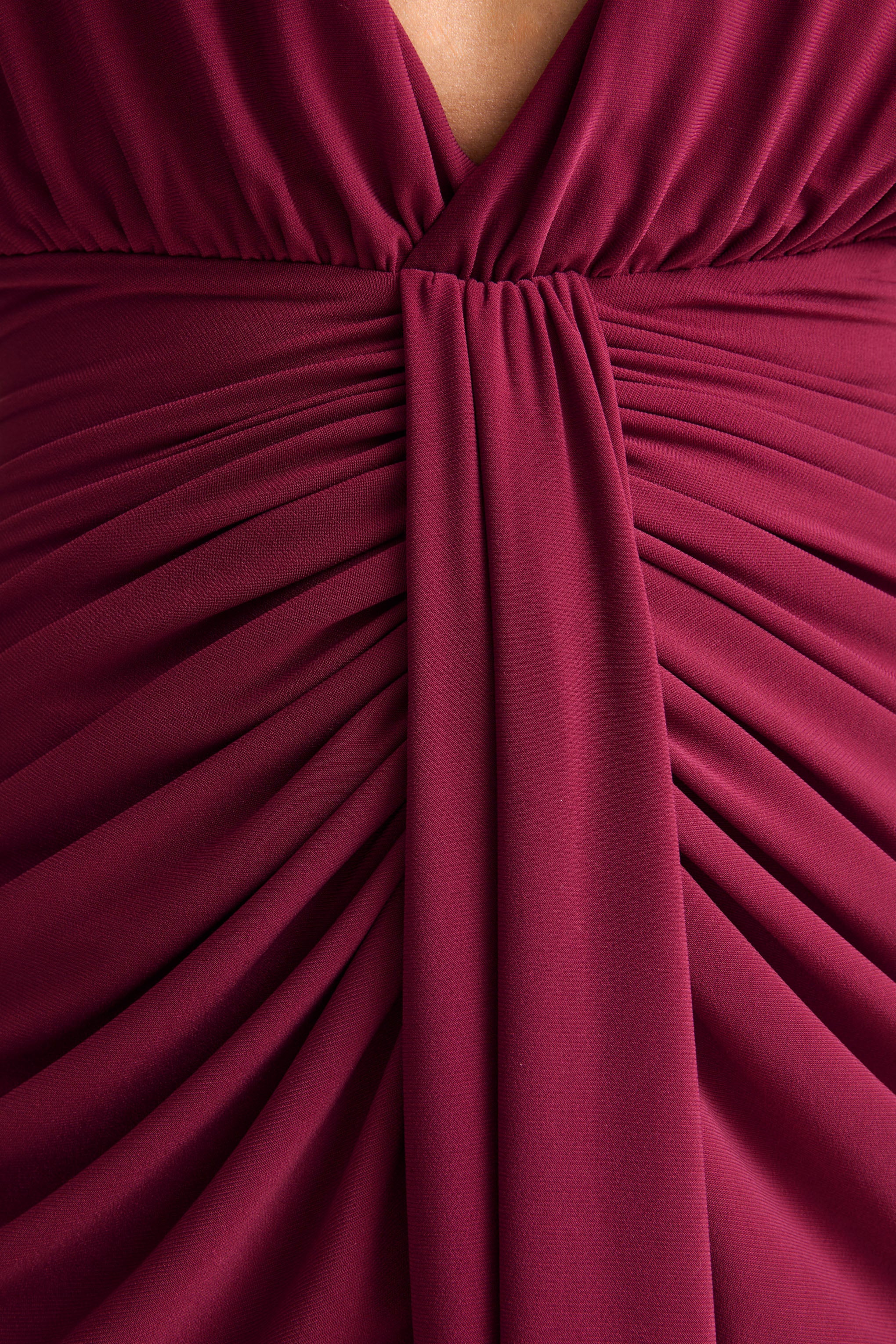 Lesley | Burgundy Plunge-Neck Maxi Dress