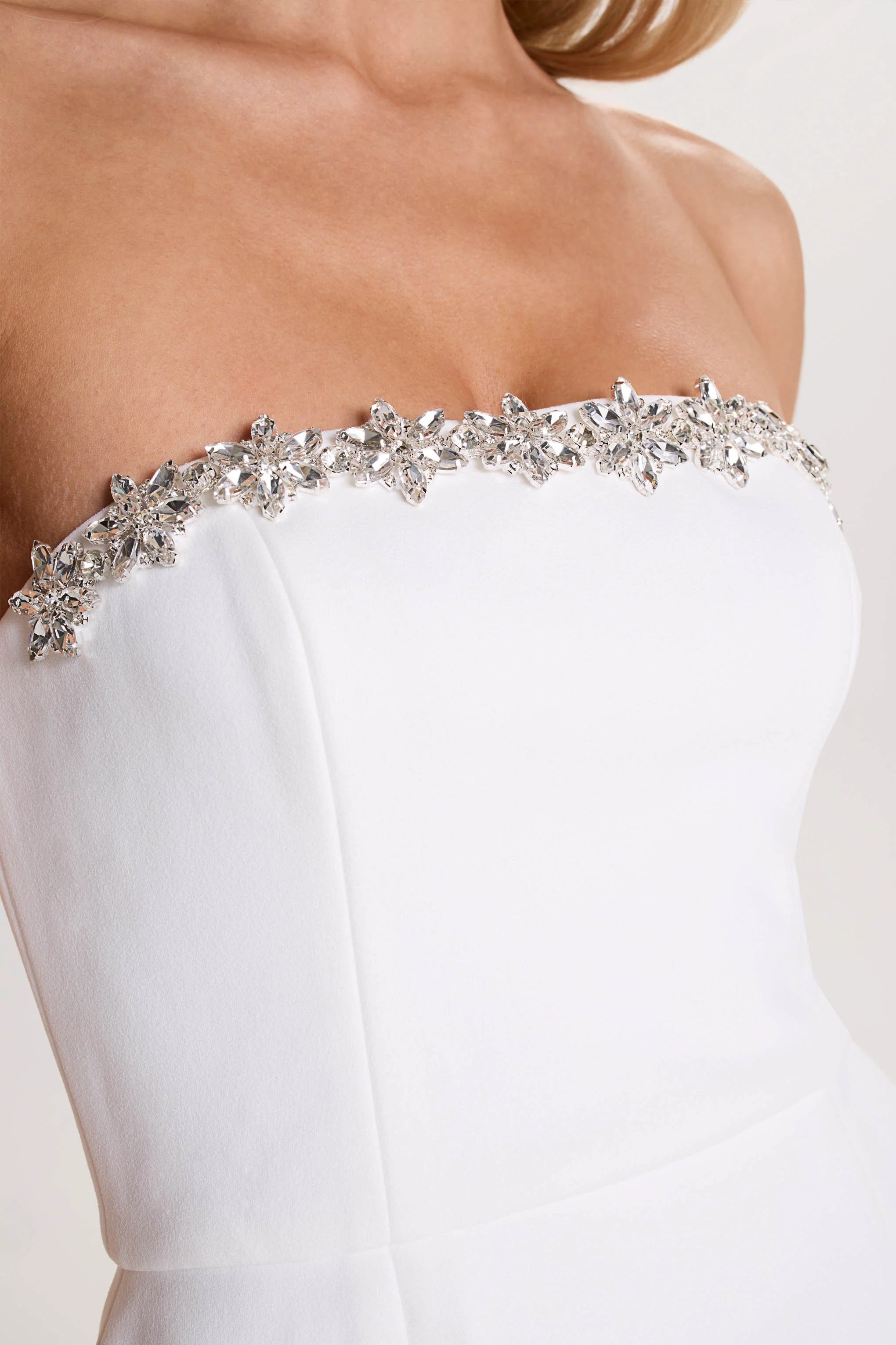 Bobbie | White Embellished Bandeau Mini Dress