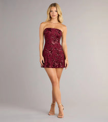 Shimmer In Bloom Floral Sequin Mini Tube Dress