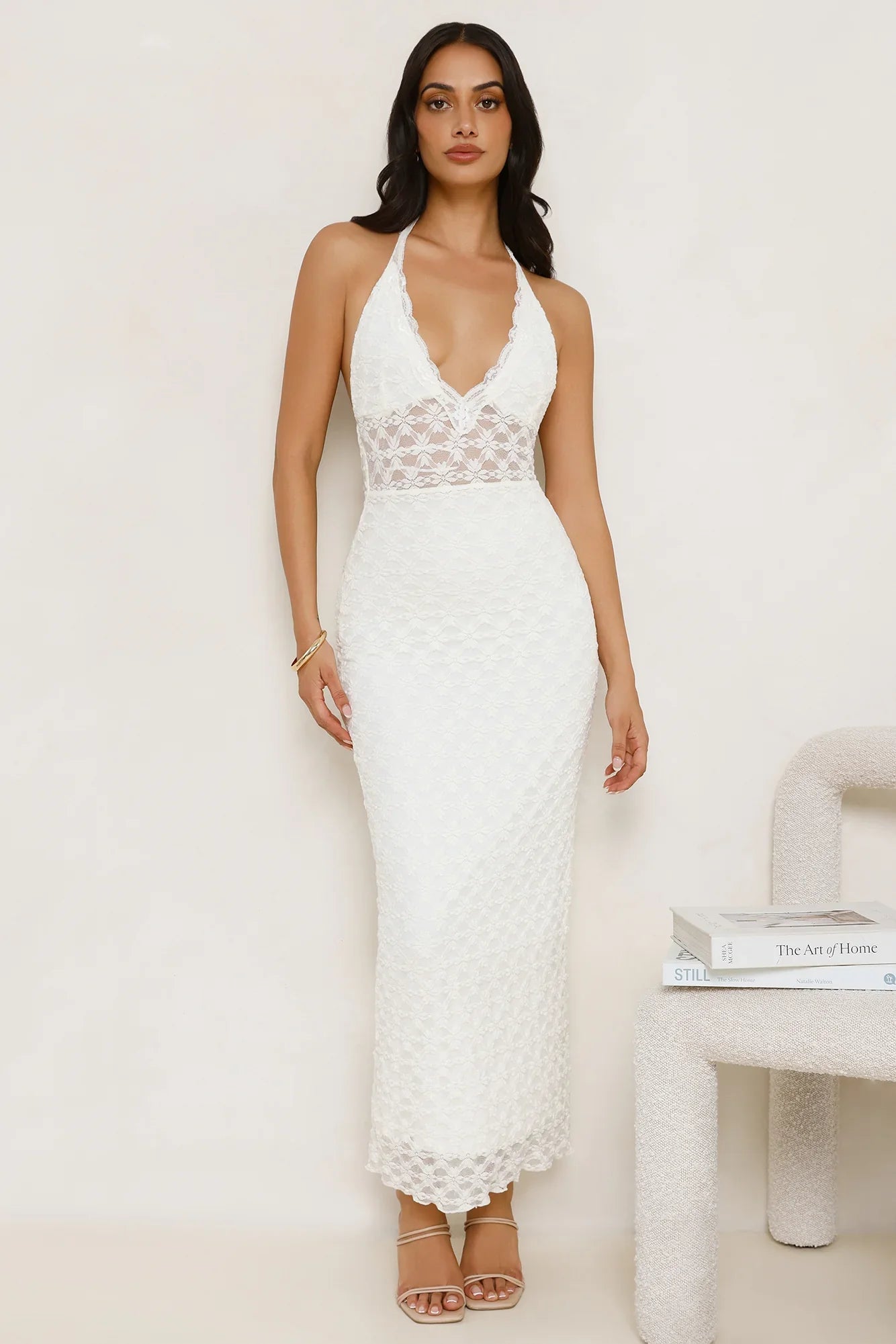 Lace Me Up Halter Maxi Dress