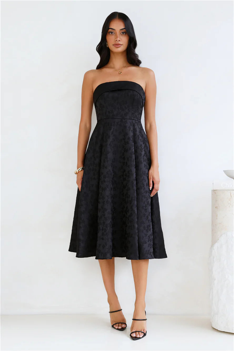 Ink Love Strapless Midi Dress