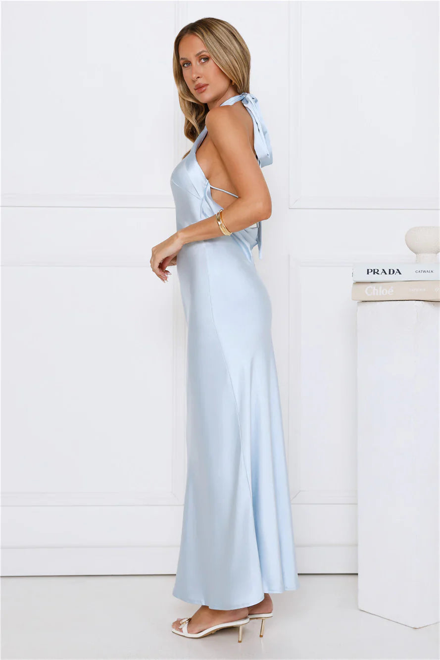 Majestic Girl Halter Satin Maxi Dress