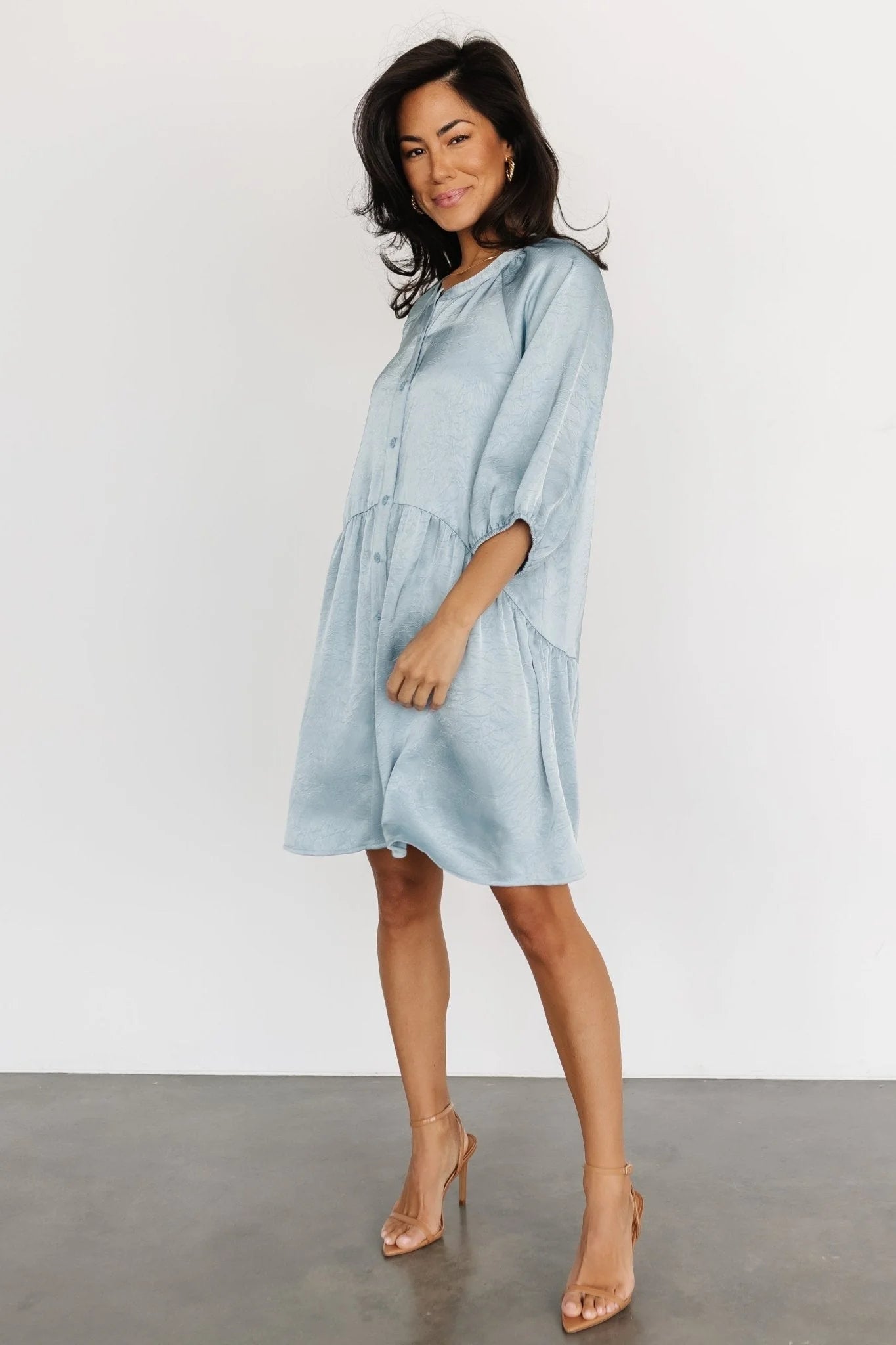 Janice Button Dress | Blue