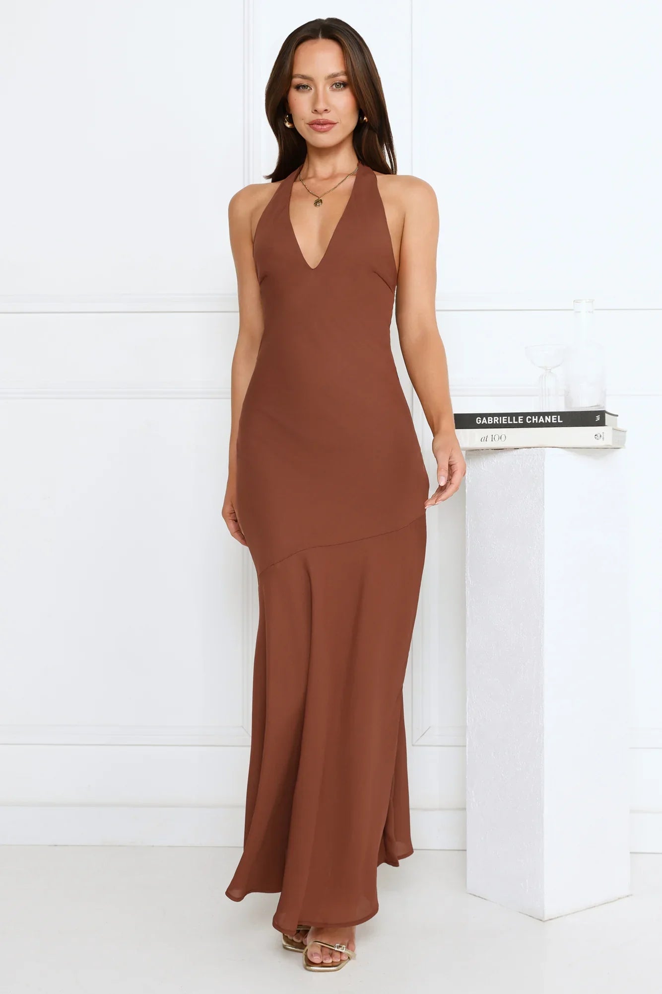 Polished Edge Halter Maxi Dress