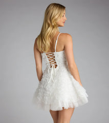 Hallie Rosette Lace-Up Skater Dress
