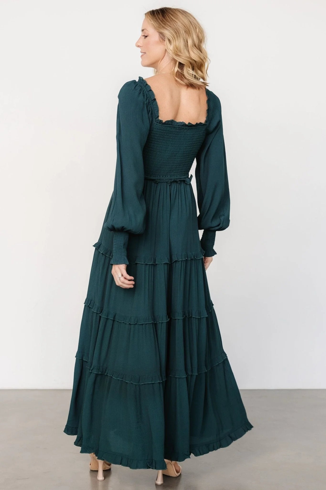 Lana Smocked Maxi Dress | Dark Green