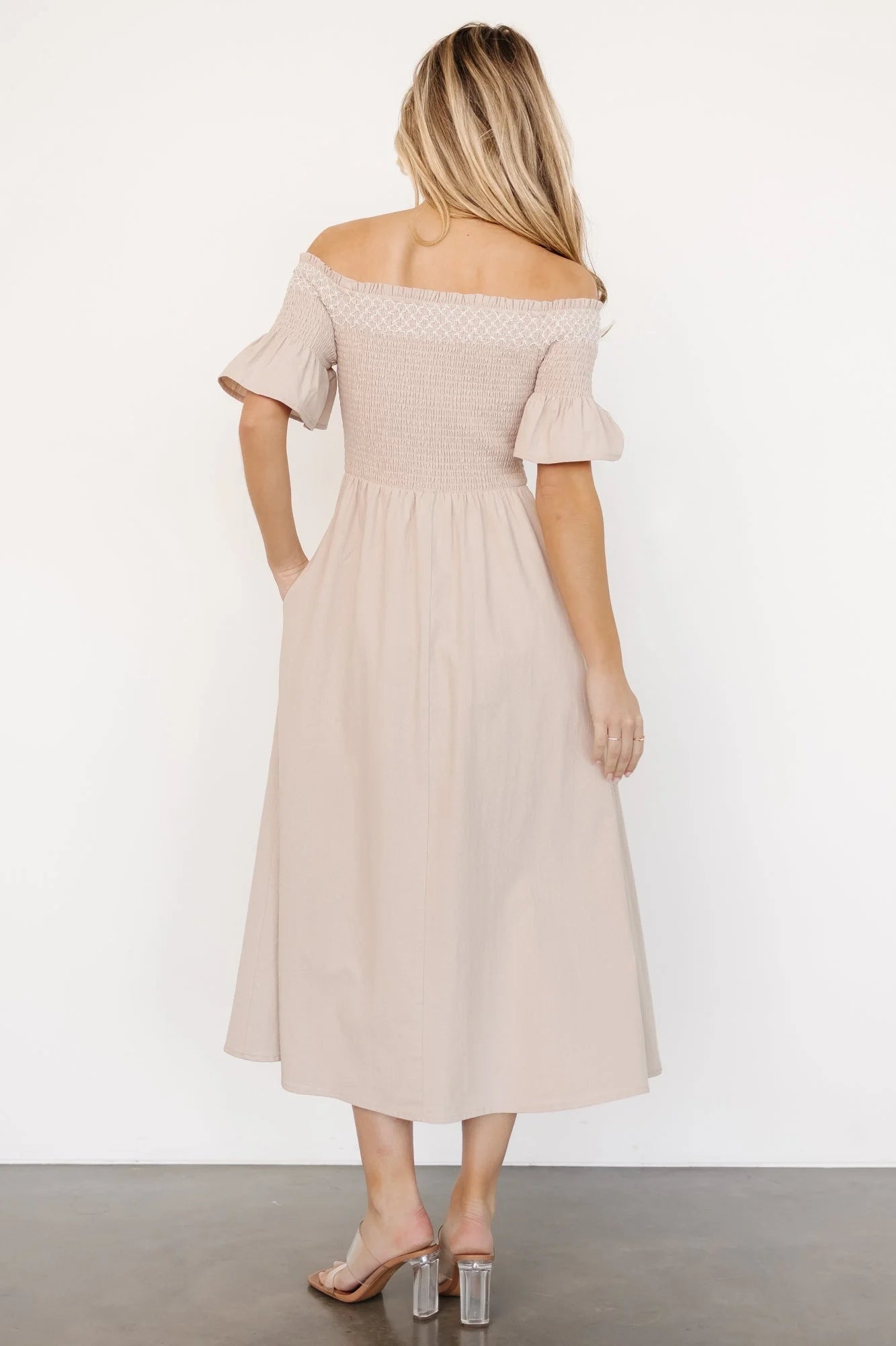 Jodi Off Shoulder Dress | Natural
