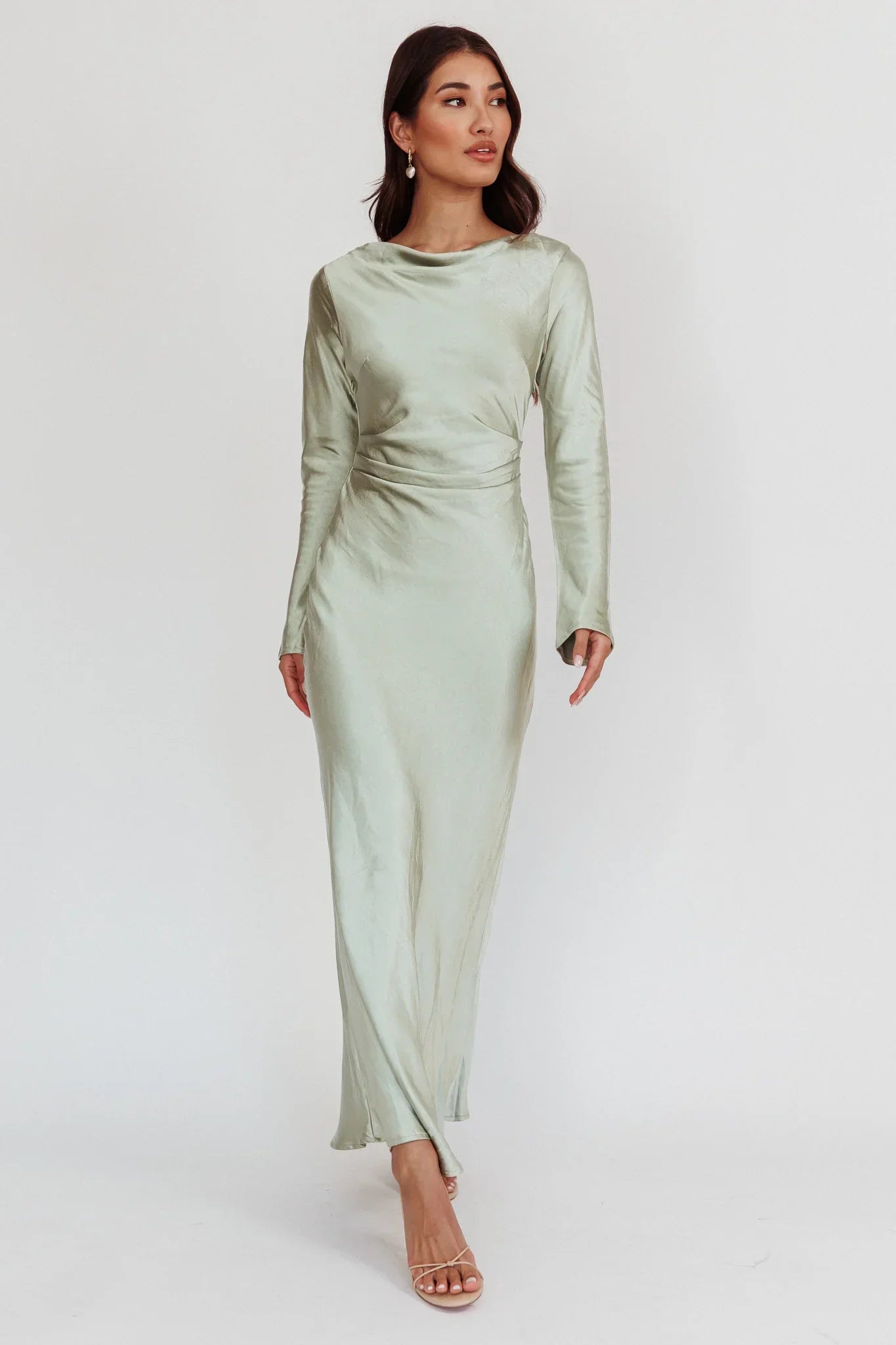 Loveland Cowl Back Midi Dress Sage