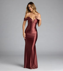 Jelene Cold-Shoulder Mermaid Satin Formal Dress
