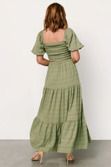 Amaya Smocked Dress | Green